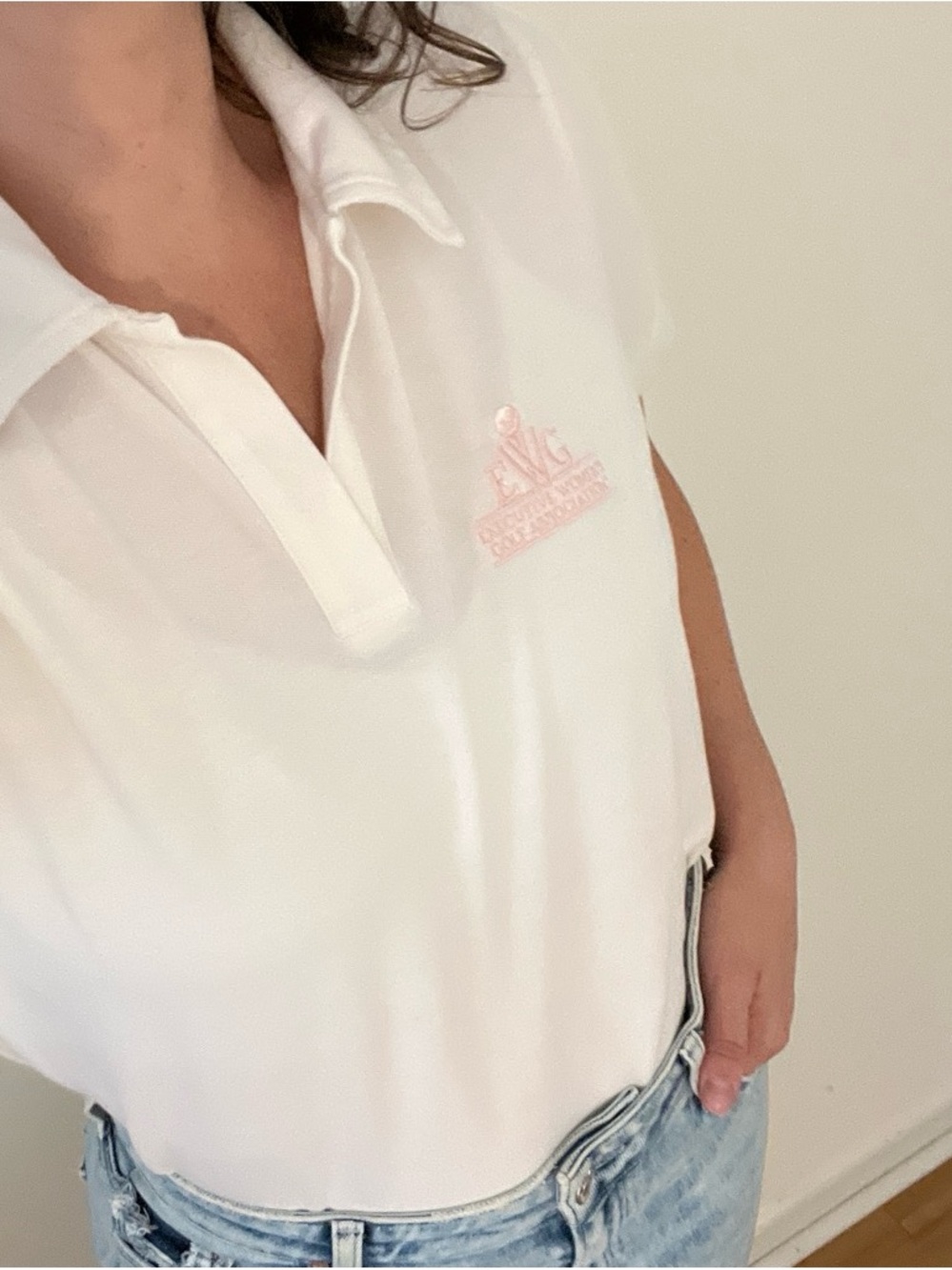 White Polo Shirt with Logo Embroidery